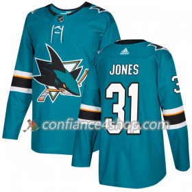 Adidas Maillot de Hockey San Jose Sharks Martin Jones 31 2017-2018 Teal Authentic - Homme